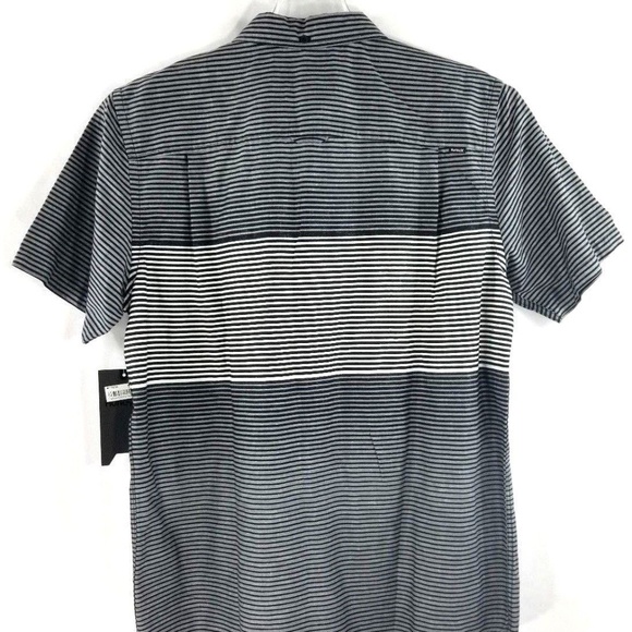 Hurley Men's Shirt Button Up Stripes Black White - Picture 2 of 6
